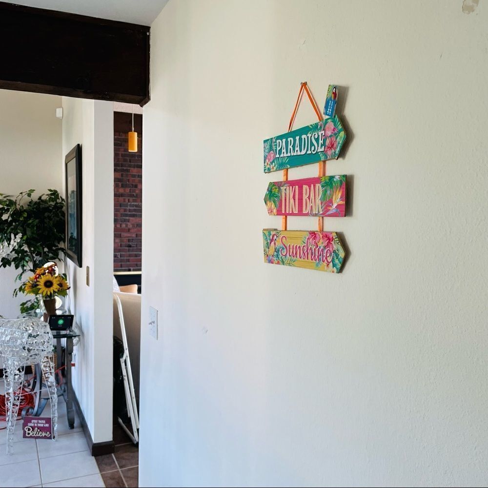 NWT Summer Fun Triple Layered Hanging Wall Plaques Green,Orange,Yellow Wood Sign - Picture 5 of 7